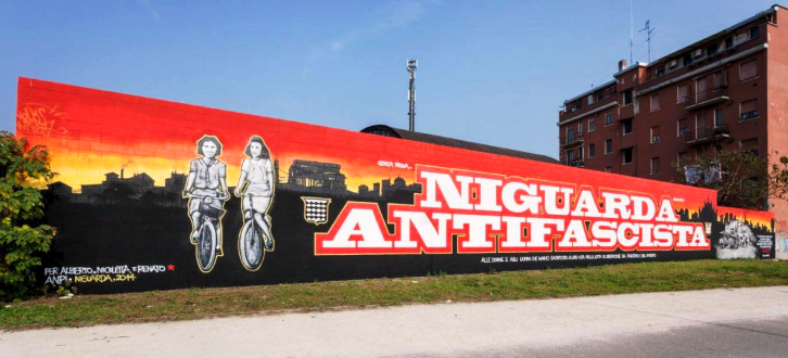 El mural que recuerda a Gina Galeotti y Stellina Vecchio en el barrio de Niguarda, en Milán