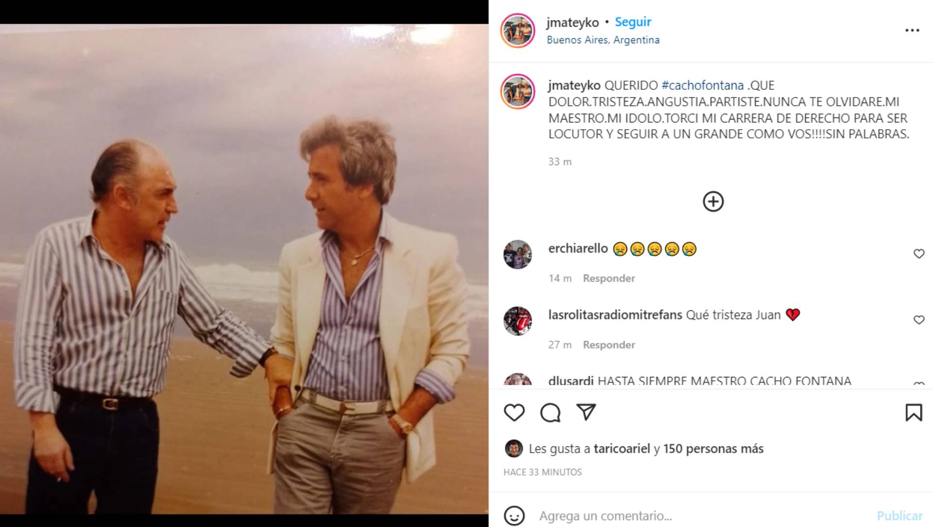 Los mensajes de los famosos por la muerte de Cacho Fontana
