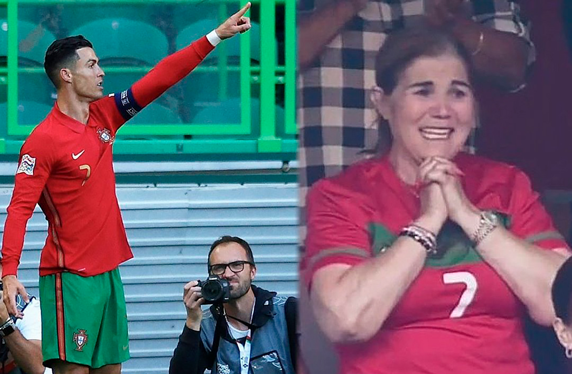 Las lágrimas de emoción de la mamá de Cristiano Ronaldo por sus dos tantos en la goleada de Portugal por la Liga de las Naciones