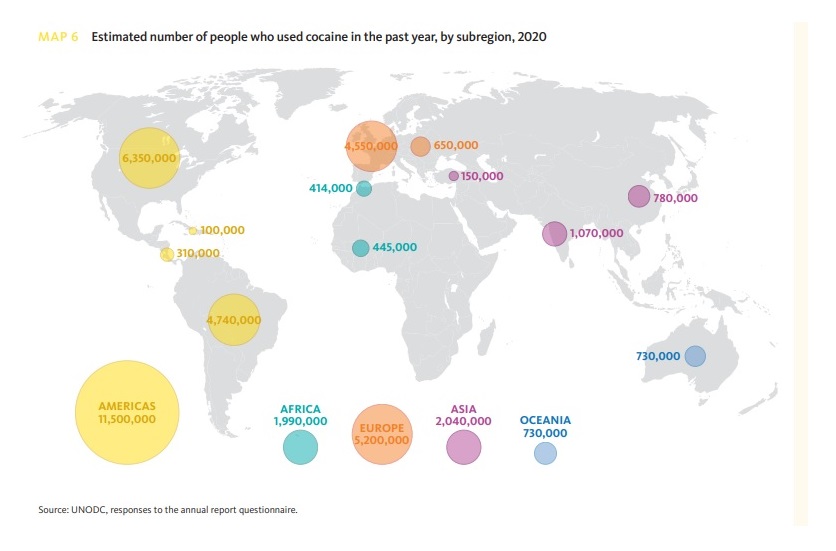 Estimación de consumo mundial, separado por regiones