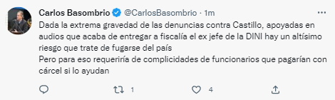 Tuit de Carlos Basombrío.
