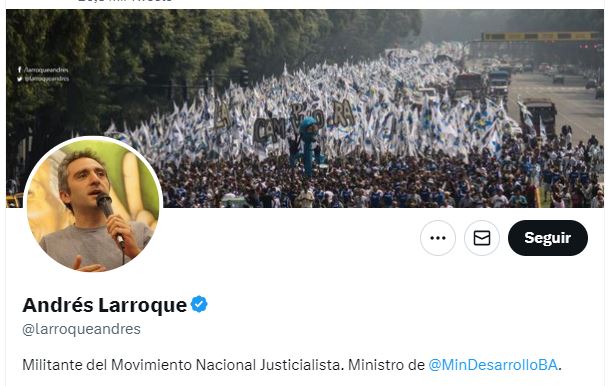 Andrés Larroque actualizó su biografía de las redes sociales, ya que no figura más su cargo de Secretario General de La Cámpora