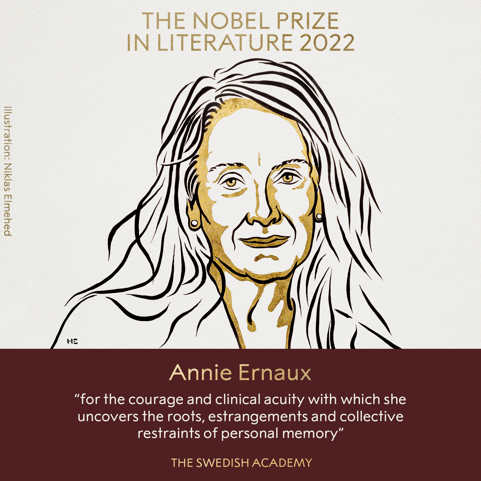 La ilustración de Annie Ernaux , ganadora del Nobel de Literatura 2022