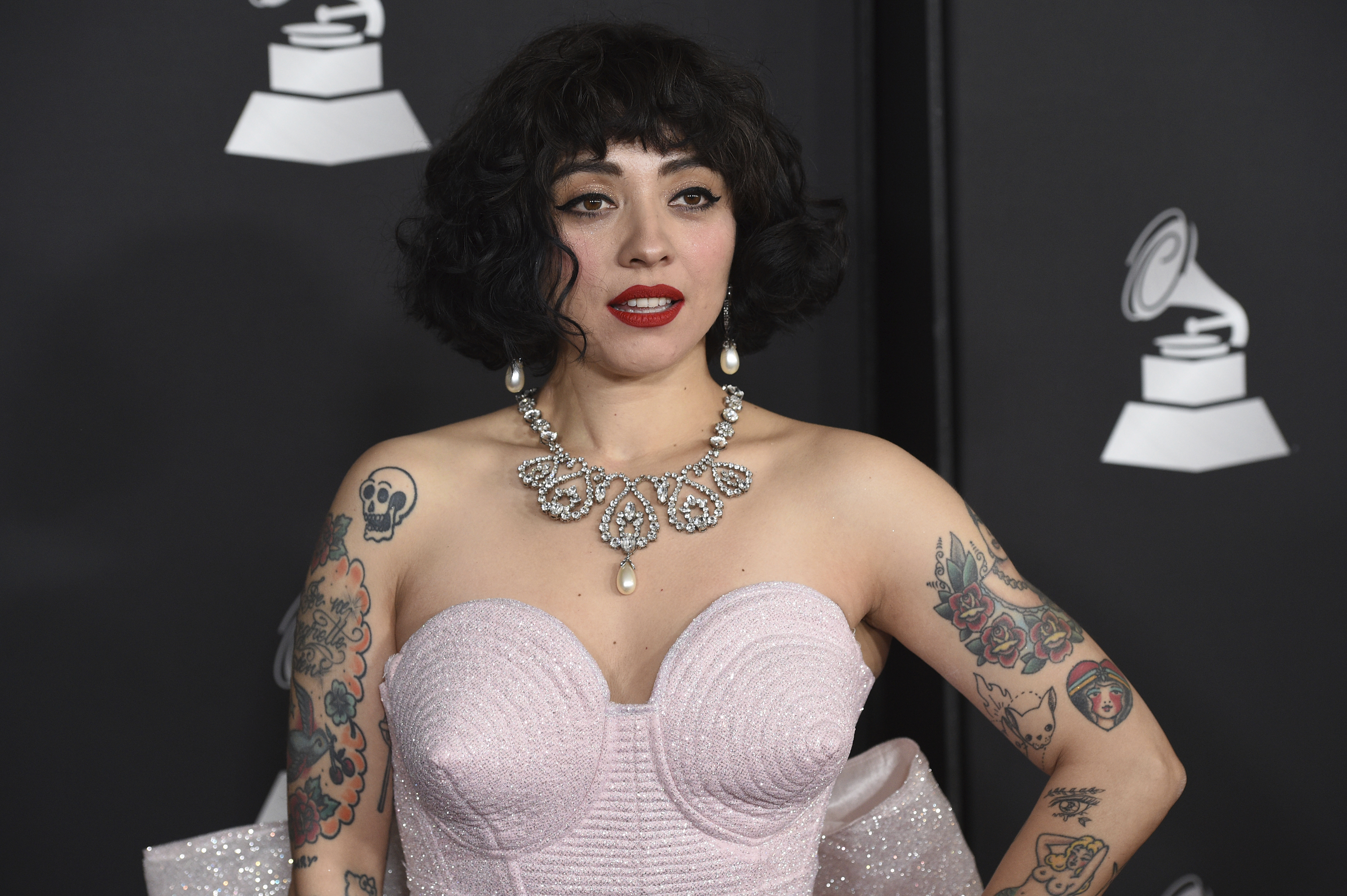FILE - Mon Laferte arrives at the Latin Recording Academy Person of the Year ceremony for Juanes at the MGM Conference Center on Nov. 13, 2019 in Las Vegas.  Mon Laferte will perform live at the Latin Grammys for which she is nominated for four awards on November 18, 2021. (Photo Chris Pizzello / Invision / AP, file)