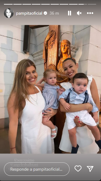 Pampita y Angie Balbiani en el bautismo del hijo de la actriz (Foto: Instagram)