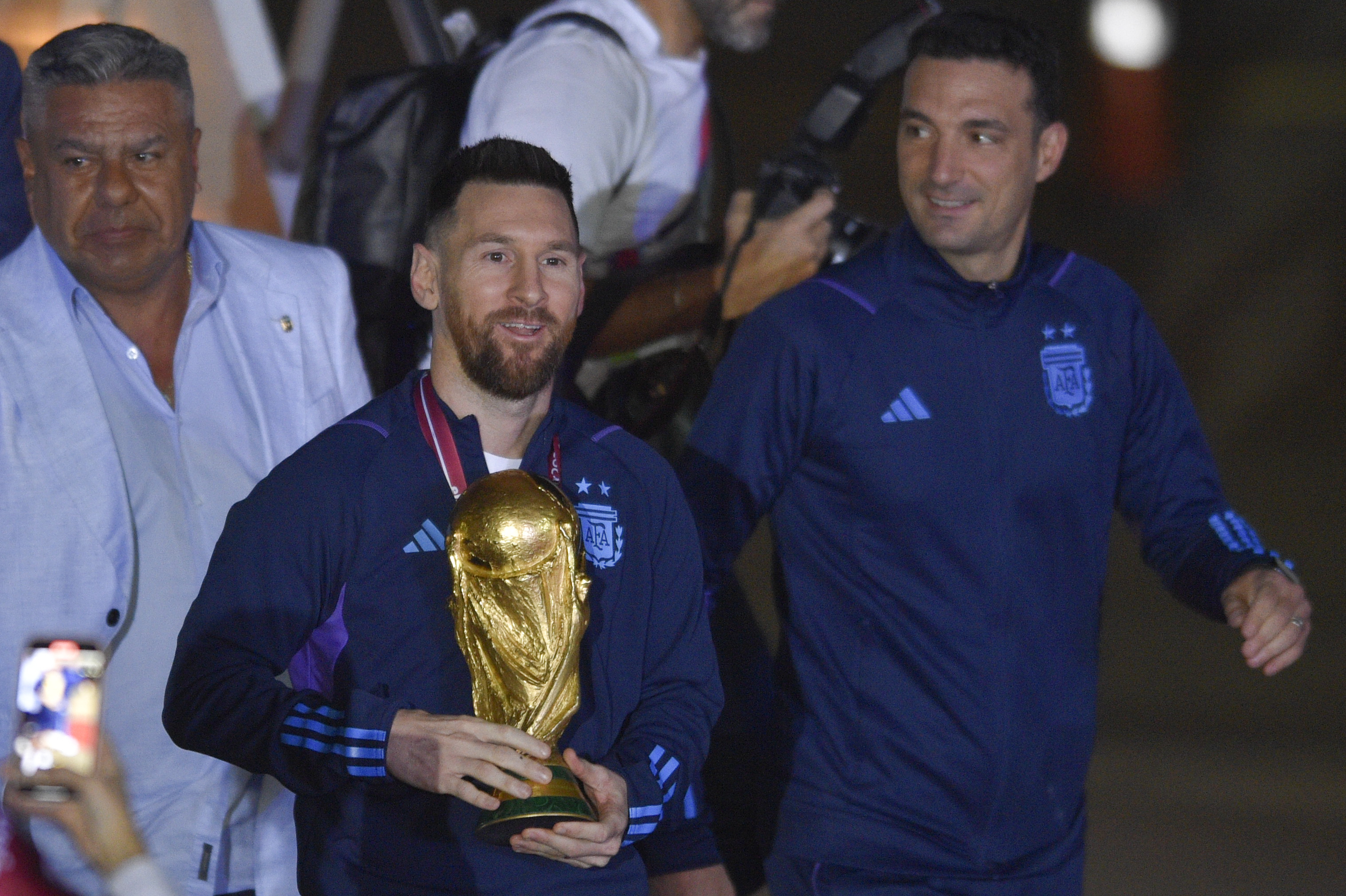 Messi e Scaloni nella prima foto della Coppa Argentina (AP Photo/Gustavo Garello)