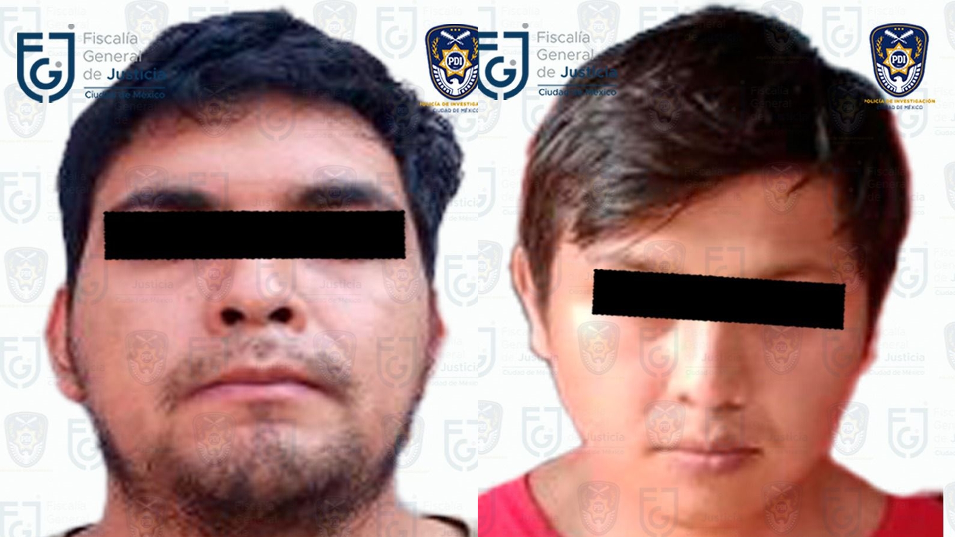 David "N" (left) and Jesús "N" (Right) were arrested at the scene.  Photo: FGJCDMX