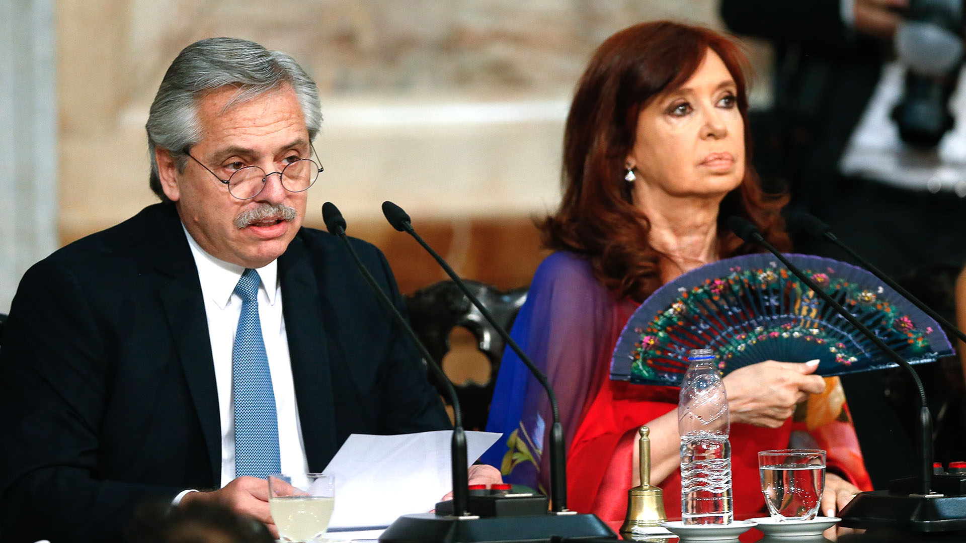 El presidente, Alberto Fernández, y la vicepresidente Cristina Kirchner en la inauguración de las sesiones ordinarias en el Congreso