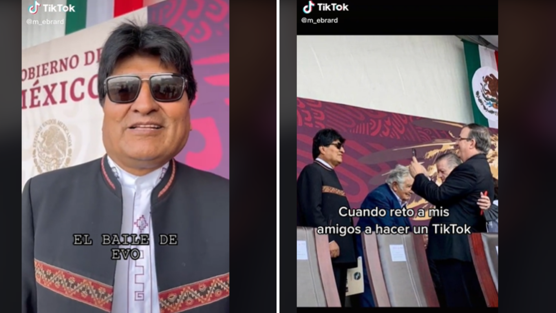 Evo Morales, expresidente de Bolivia (Fotos: Tiktok/m_ebrard/Marcelo Ebrard)