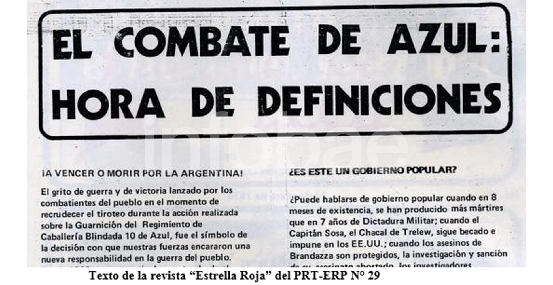 Texto de la revista "Estrella Roja" del PRT-ERP N°29