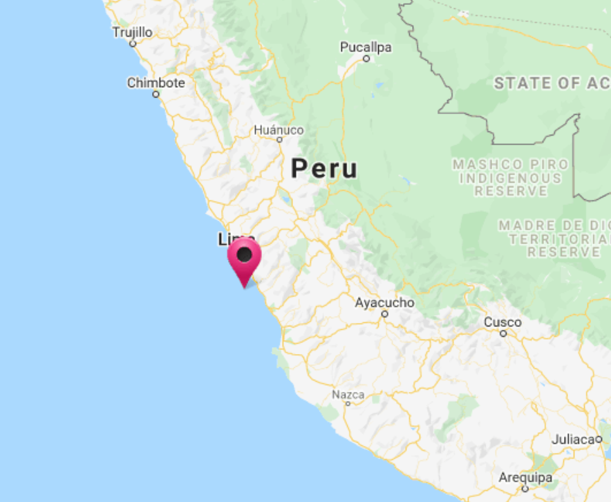Epicentro del sismo en Perú