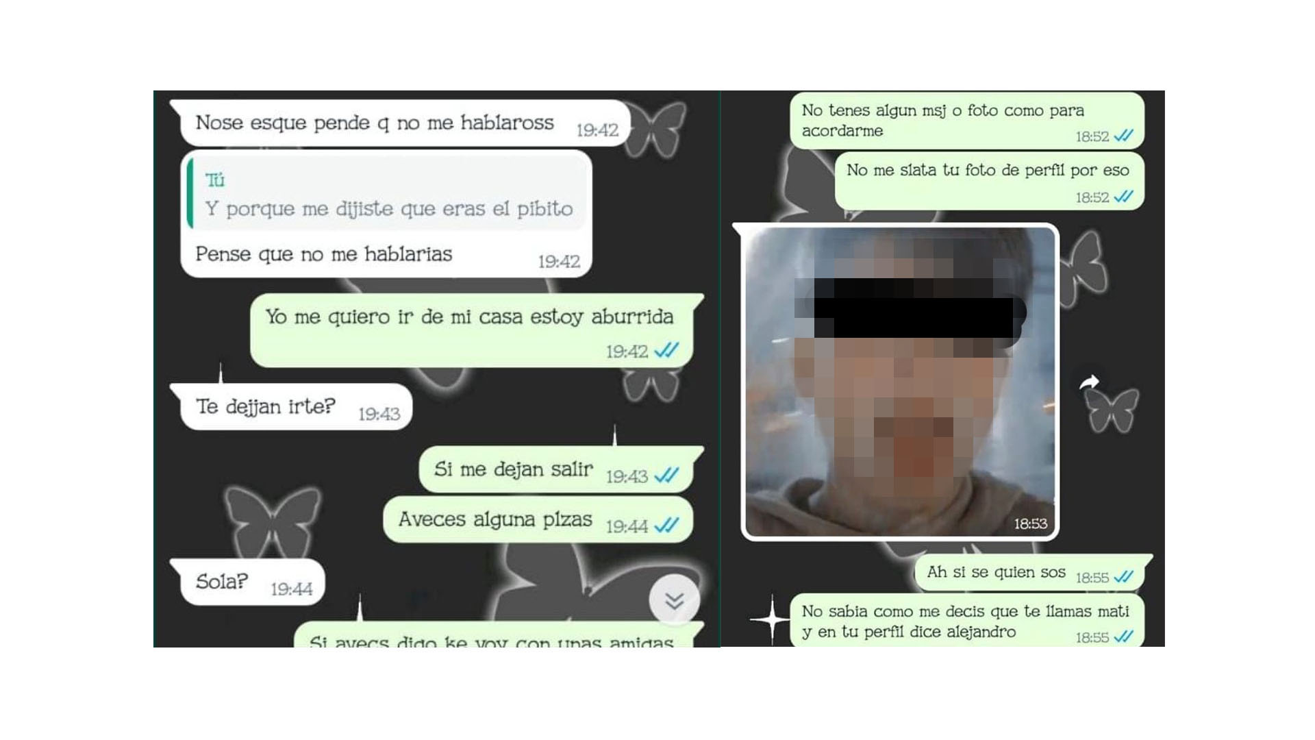 Los chats del acosador con el falso menor.