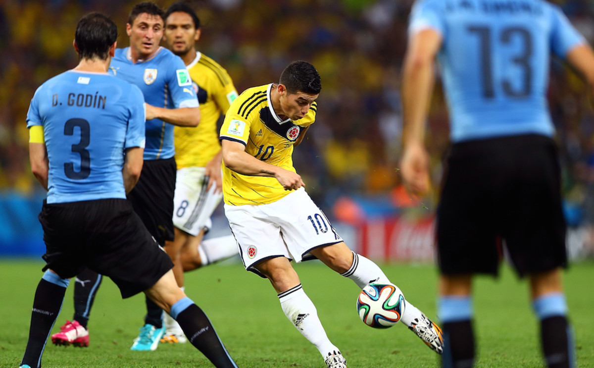 El mundo del fútbol se rindió ante los pies de James Rodríguez por anotar un golazo ante Uruguay en el Estadio Maracaná por los octavos de final de la Copa Mundial Brasil 2014. Imagen: GettyImages.