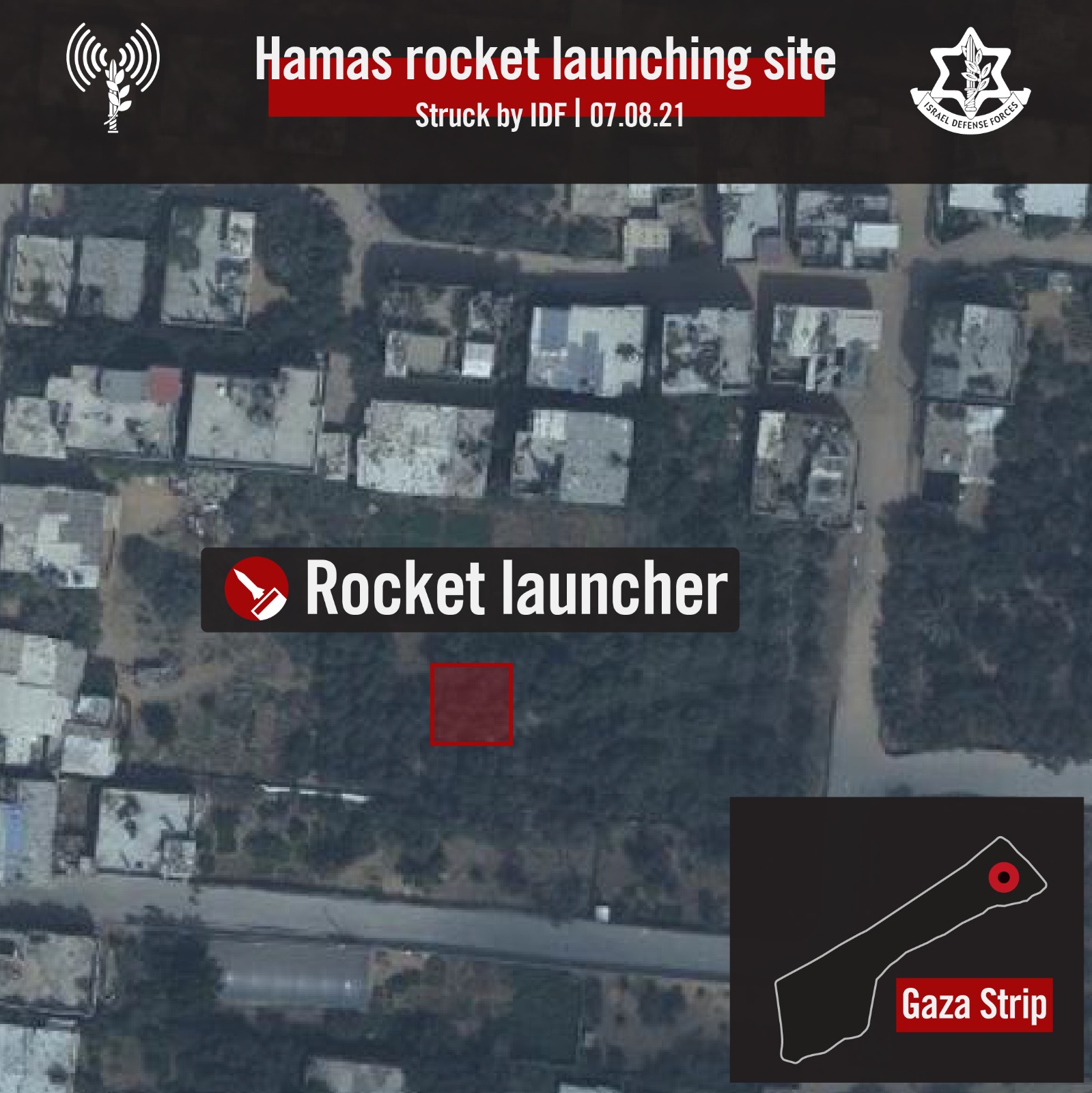 Las Fuerzas de Defensa de Israel informaron el lugar del ataque en Gaza