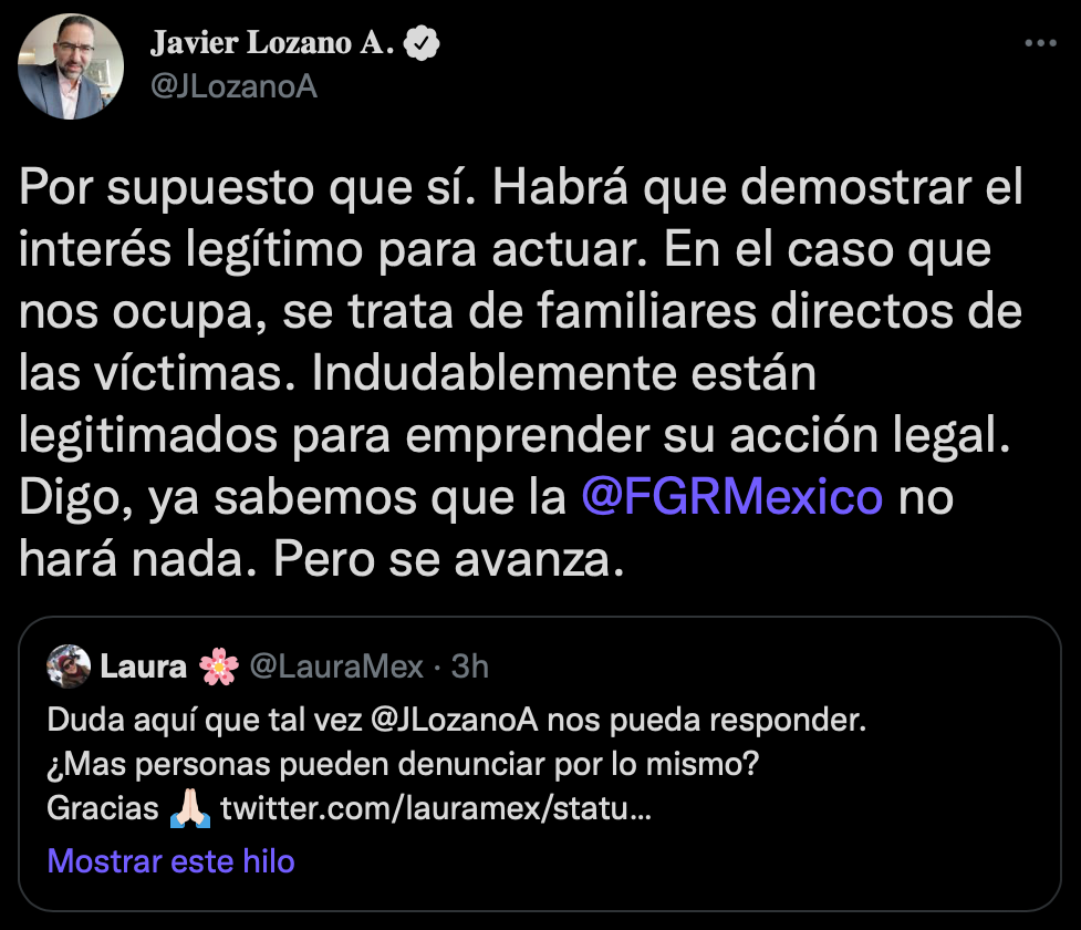 El panista aconsejó a una usuaria de Twitter para continuar con acciones legales contra el subsecretario de Salud (Foto: Twitter/@JLozanoA)
