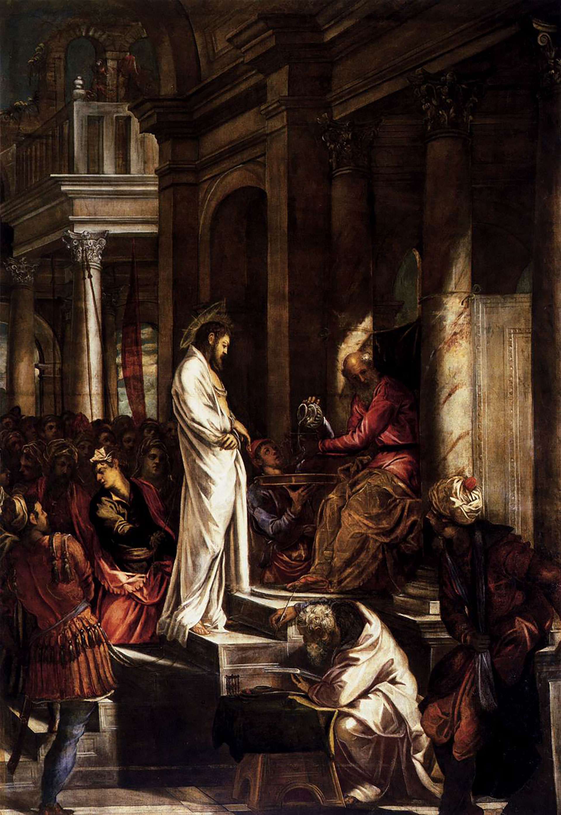 Cristo ante Pilatos, que se lava las manos. Obra de Jacopo Tintoretto
