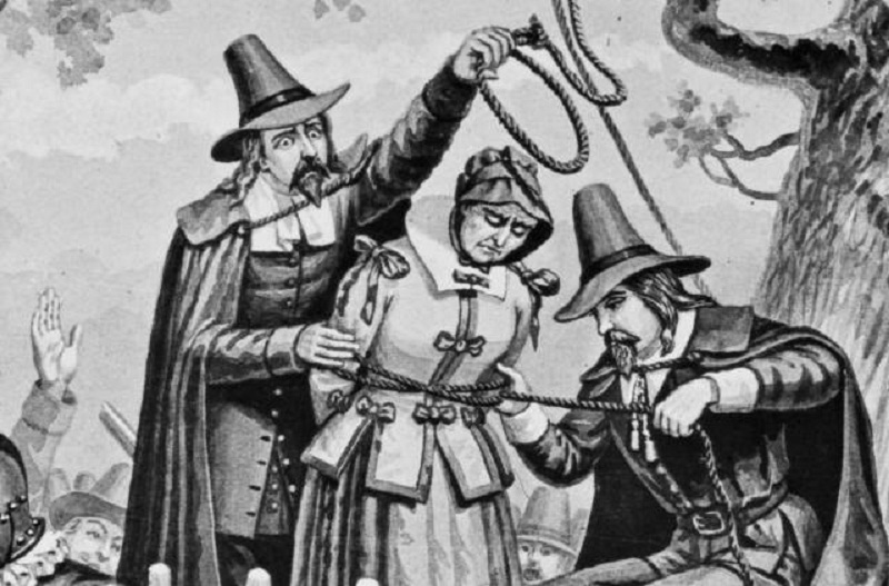 Un cuadro ilustra la ejecución de una mujer acusada de ser bruja en EEUU