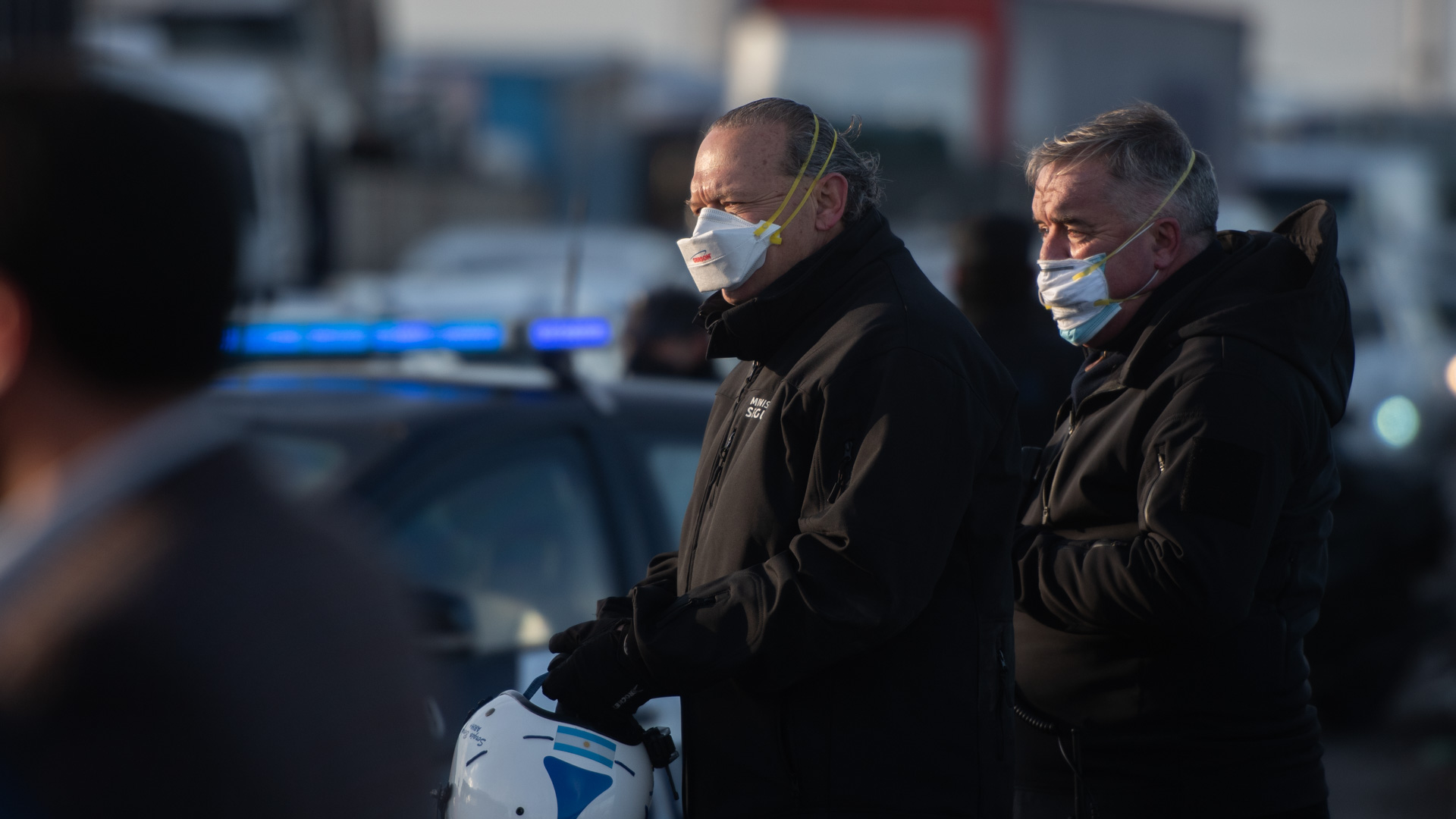 El ministro de Seguridad de la Provincia de Buenos Aires, Sergio Berni, fue hasta el Puente La Noria a quejarse del operativo, que provocó caos e importantes demoras