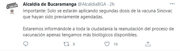 Foto: Twitter Alcaldía de Bucaramanga.