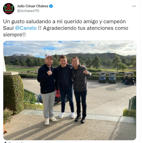 Así presumió JC Chávez su amistad con Canelo Álvarez (Foto: Twitter/@Jcchavez115)
