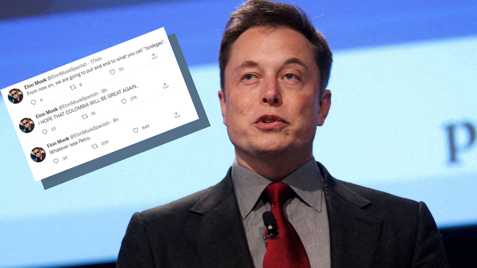 Una cuenta de Twitter falsa de Elon Musk generó una enorme controversia en Colombia. Foto: Reuters / Pantallazo