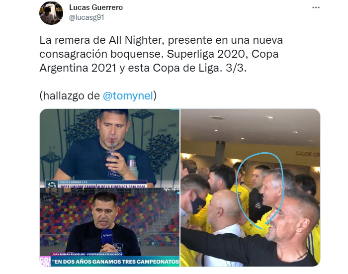 Tweet dengan komplotan rahasia Juan Román Riquelme yang menjadi viral