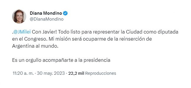 El tuit de su confirmación