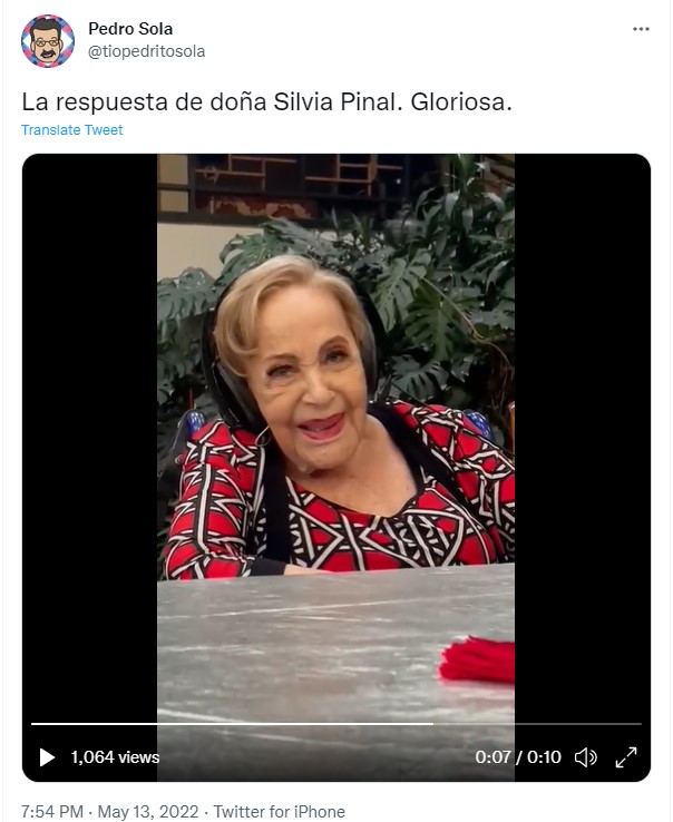Silvia Pinal lanzó una trompetilla a sus críticos (Foto: Twitter/@tiopedritosola)