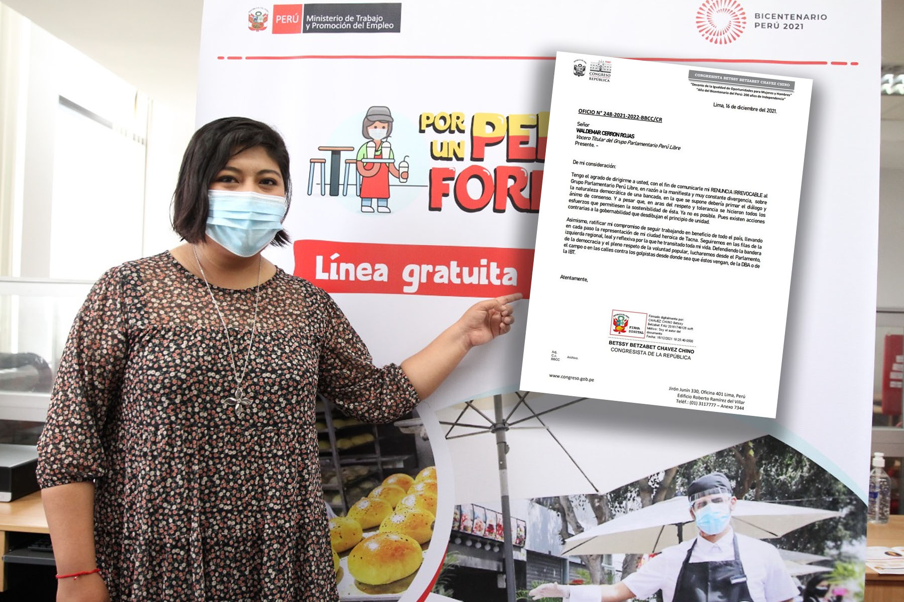 Betsy Chávez presentó su carta de renuncia a Perú Libre.