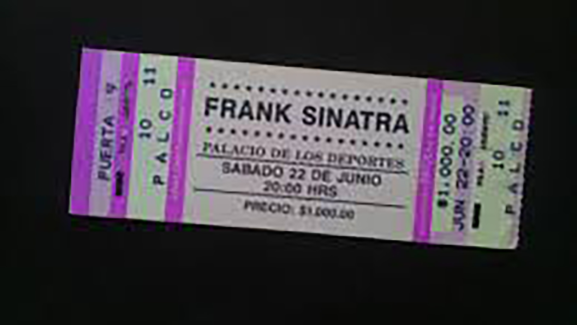 Así fue el ticket de entrada al último concierto de Sinatra en México.