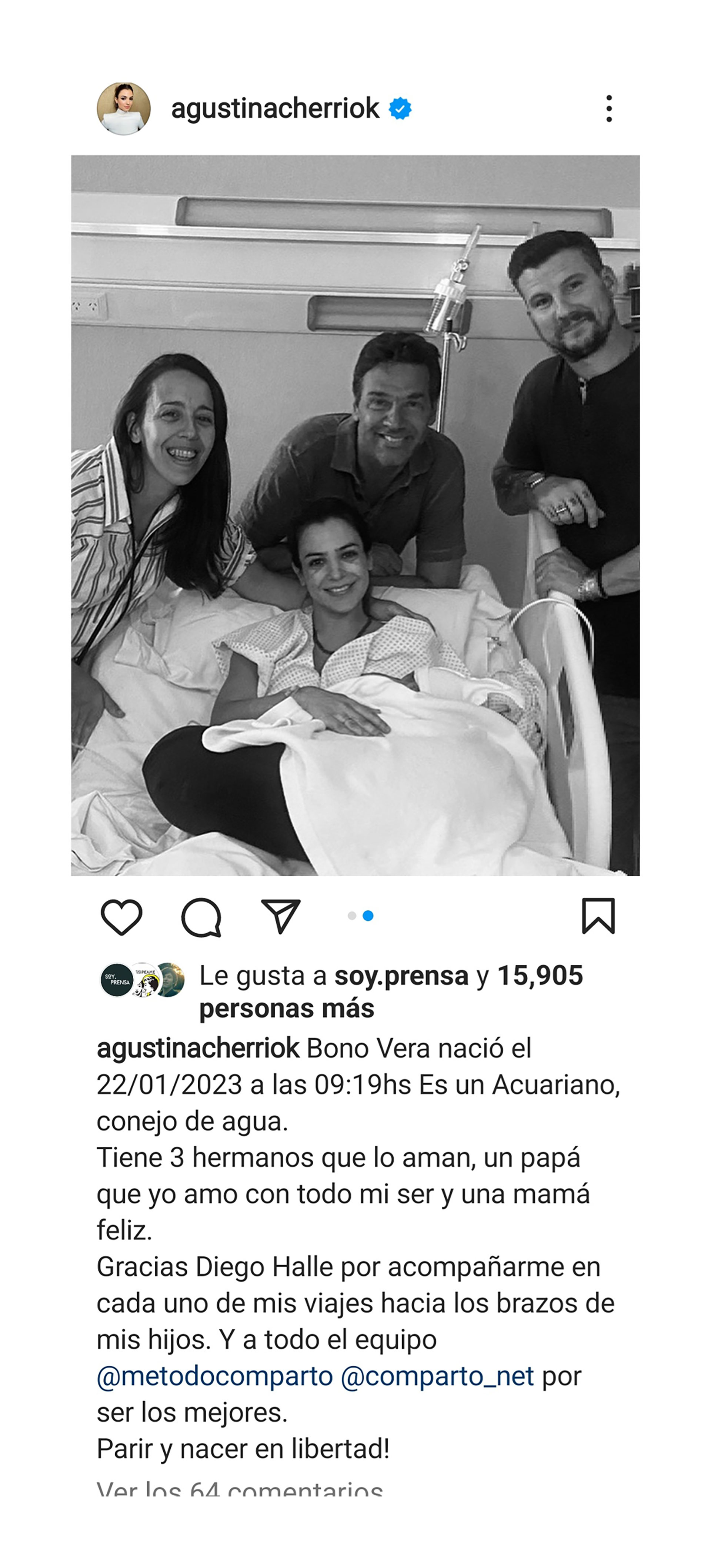 El posteo de Agustina Cherri en Instagram