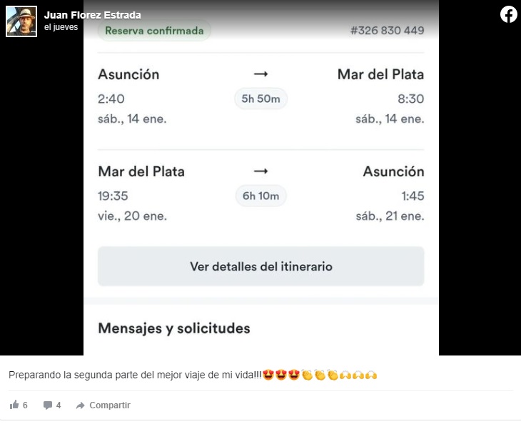 El turista español compartió en redes sociales su alegría por visitar la ciudad de Mar del Plata