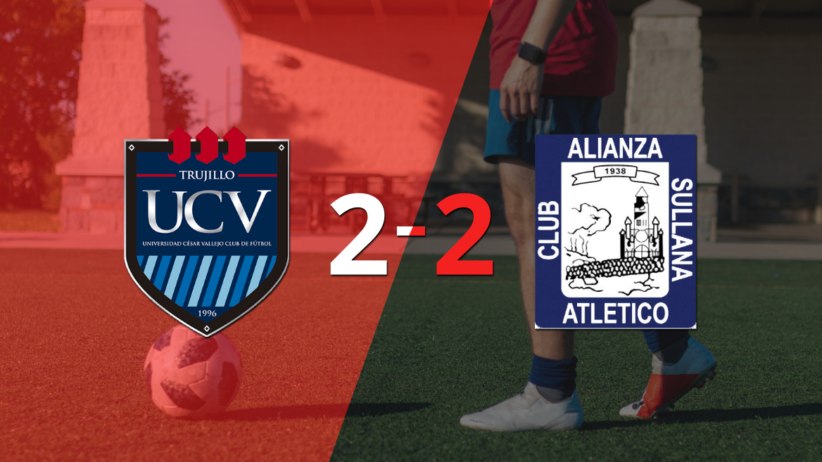 En un emocionante partido, César Vallejo y Alianza Atlético empataron 2-2