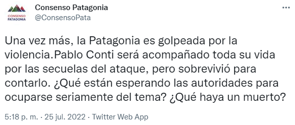 El comunicado de Consenso Patagonia luego de los últimos ataques mapuches 