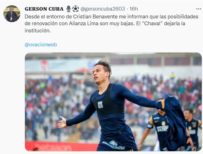 Cristian Benavente analiza ofertas del extranjero (Twitter).
