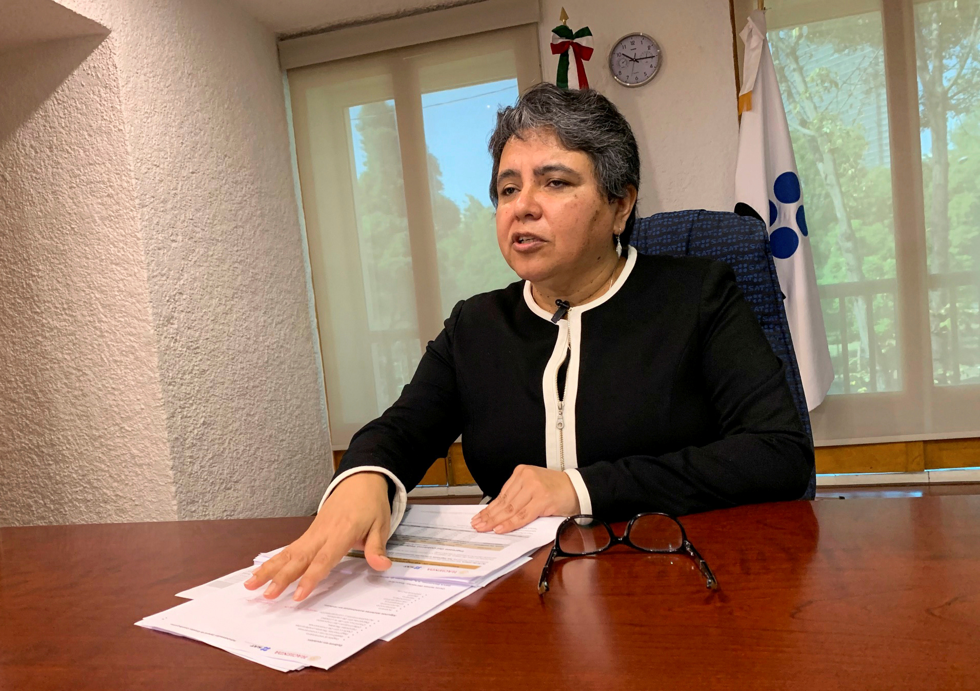 FILE PHOTO: Head of Mexico's Tax Administration Service (SAT) Raquel Buenrostro speaks during an interview with Reuters, in Mexico City, Mexico June 8, 2020. REUTERS/Alberto Fajardo/File Photo
