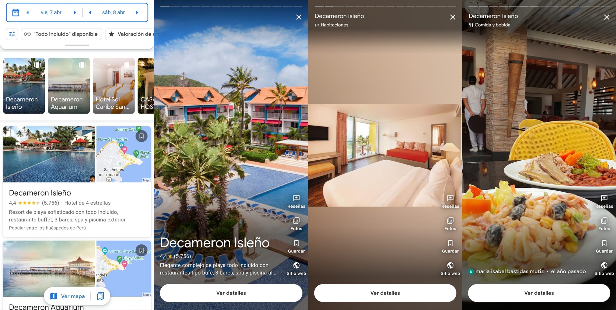 Google Travel permite ver fotografías y datos de hoteles a modo de "historias de Instagram". (Infobae)