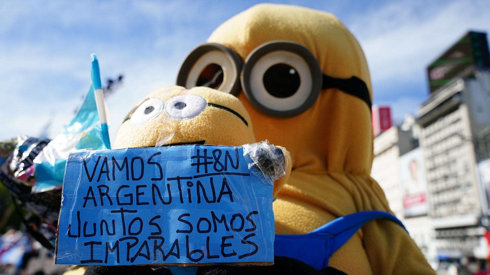 Algunos manifestantes optaron por ir disfrazados