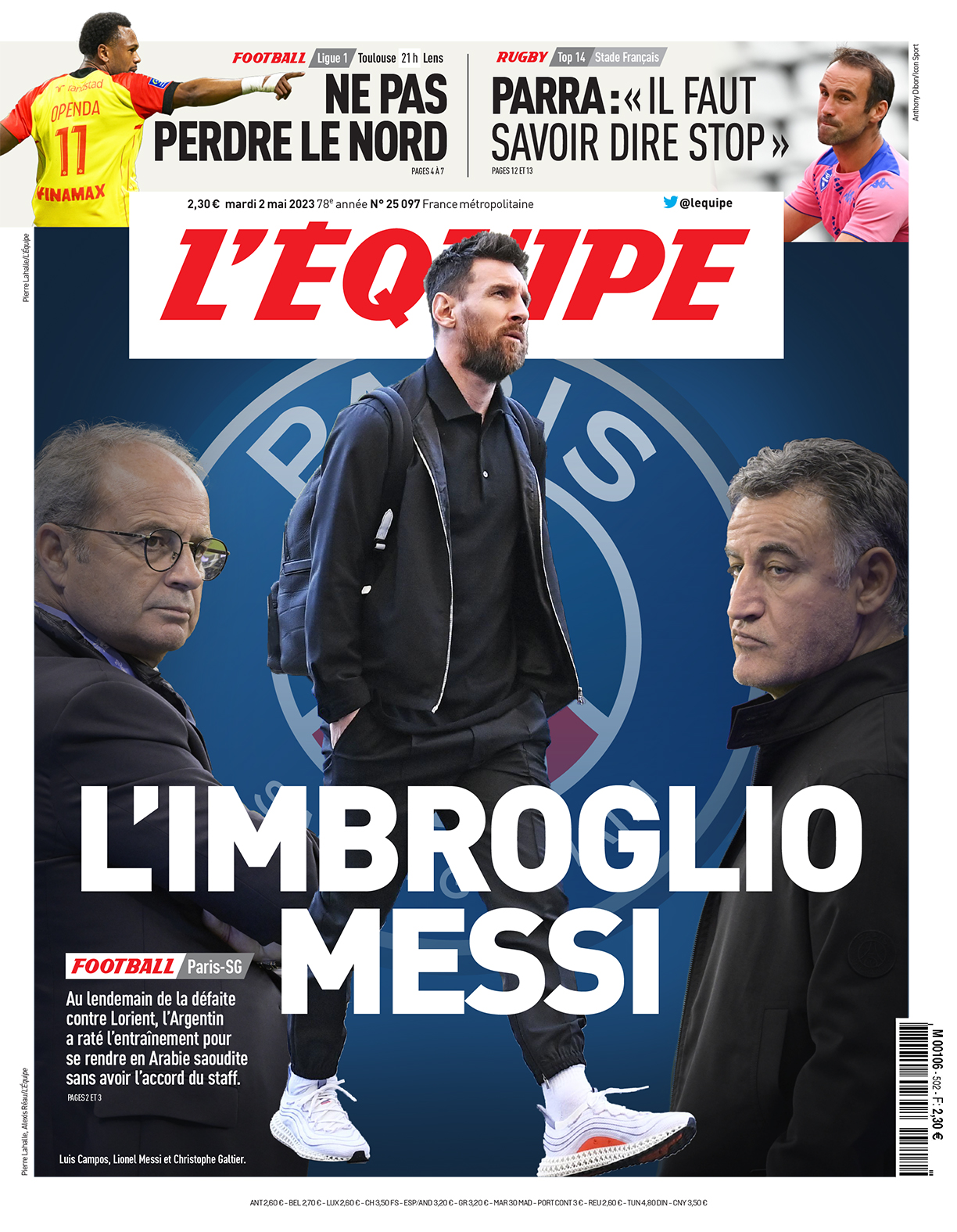 The strong cover of the French newspaper L'equipe against Lionel Messi for his trip to Saudi Arabia