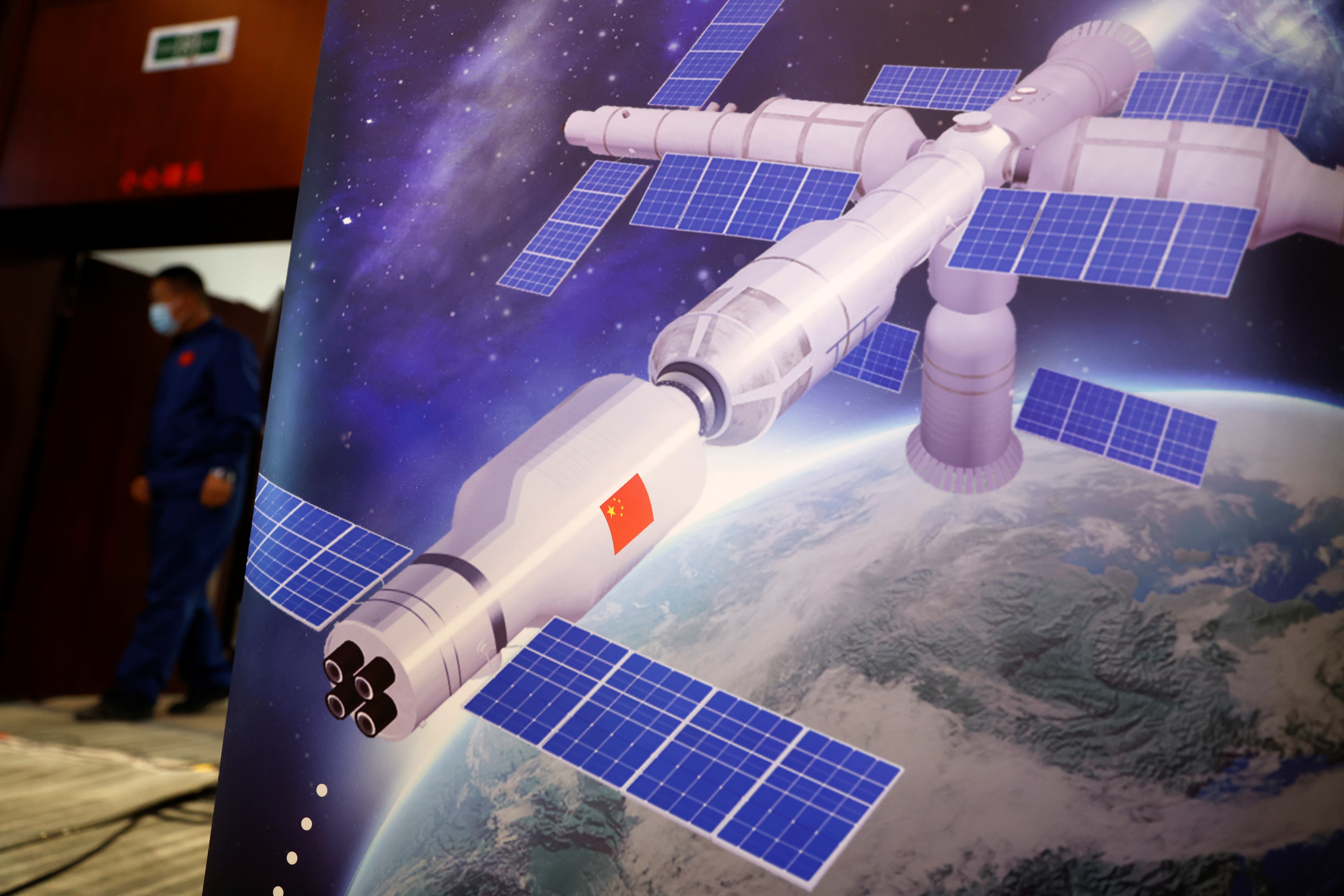 Render de cómo será la estación espacial china una vez terminada (REUTERS/Carlos Garcia Rawlins)