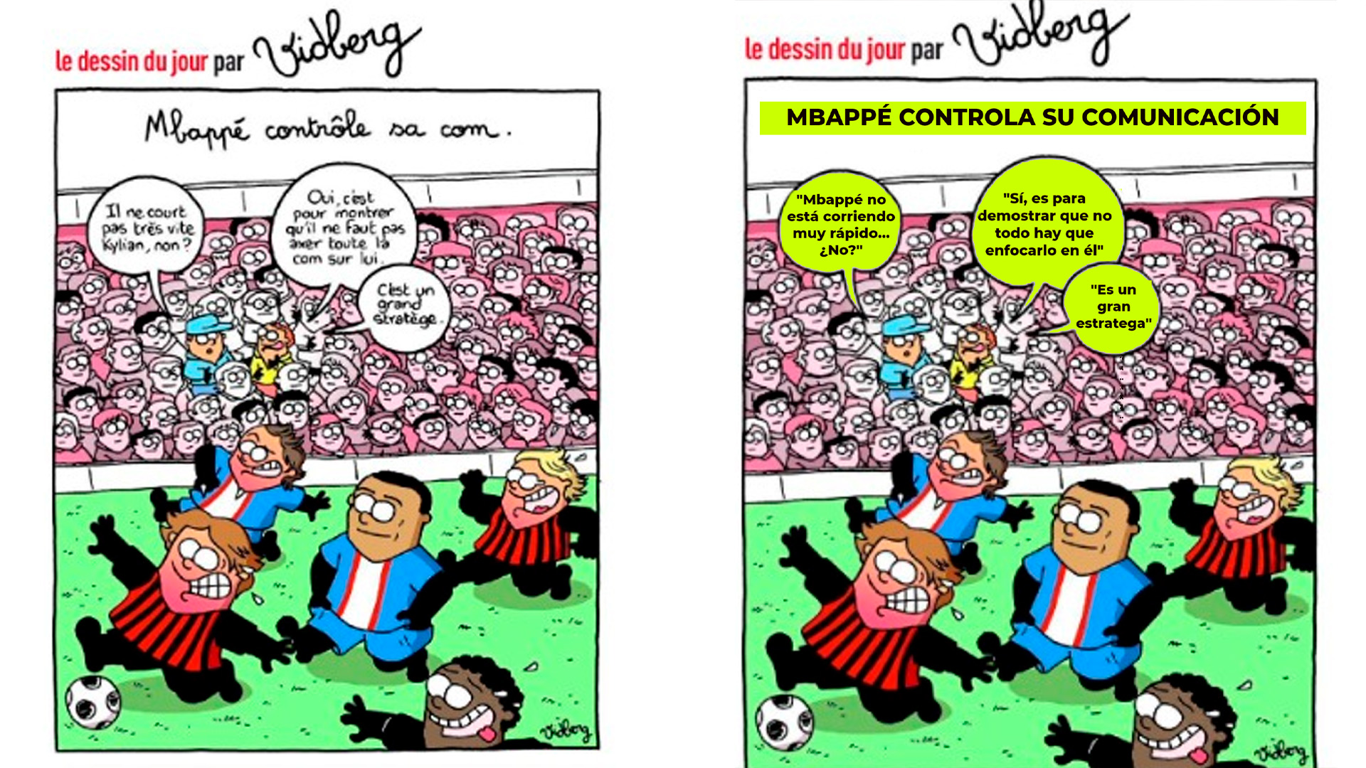 La caricatura de Mbappé (en francés y en español) que generó la polémica en Francia