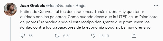 La respuesta de Grabois por Twitter