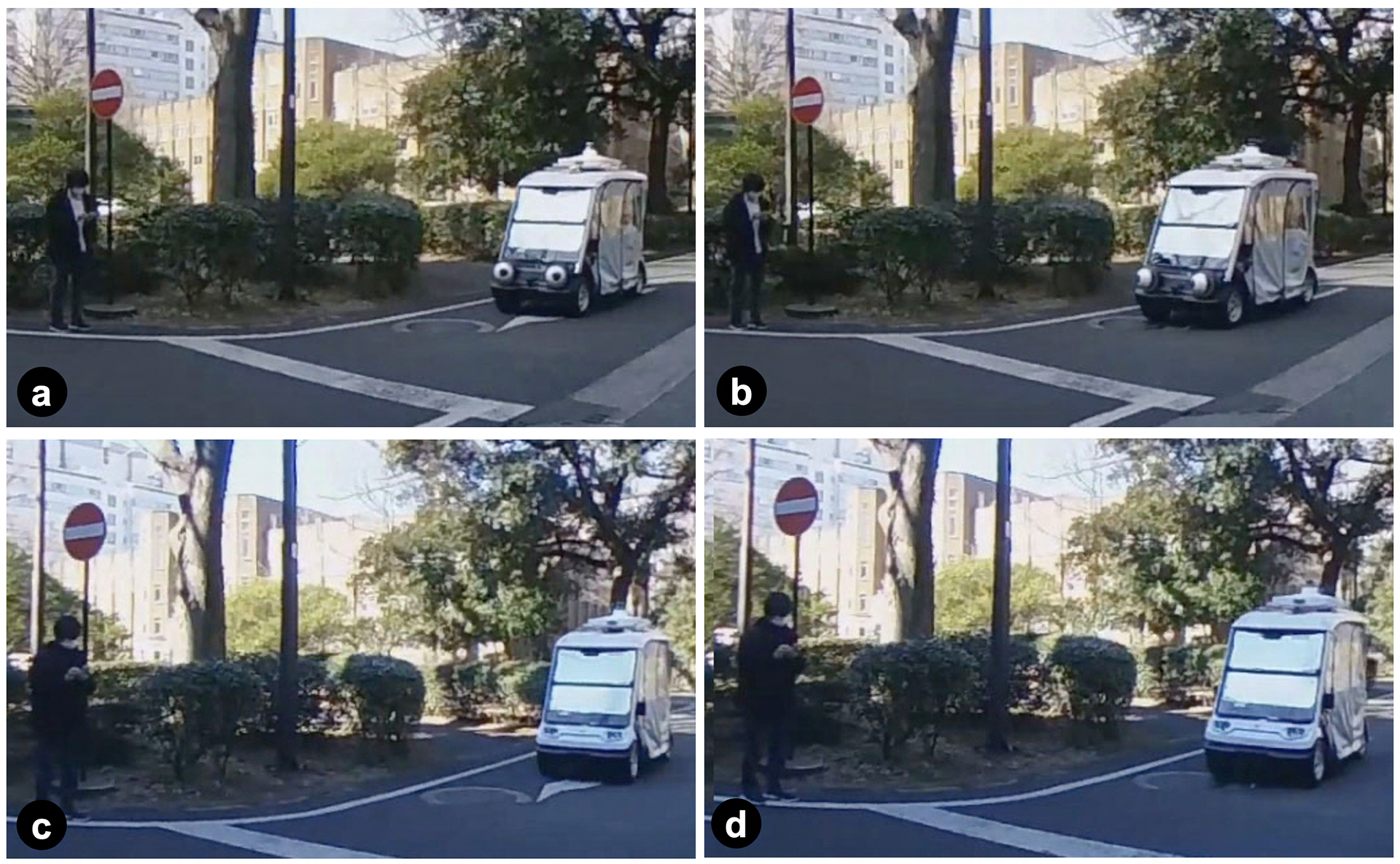 La experiencia se hizo con 4 diferentes escenarios y en todos ellos, con el parabrisas cubierto, de modo de no poder ver si hay un conductor al volante