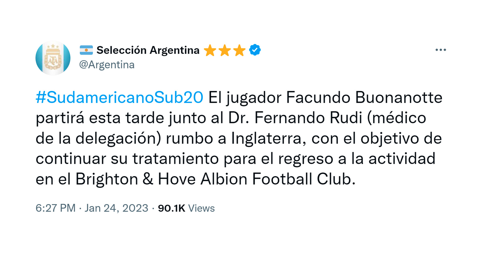 Pernyataan pemecatan Facundo Buonanotte (@Argentina)