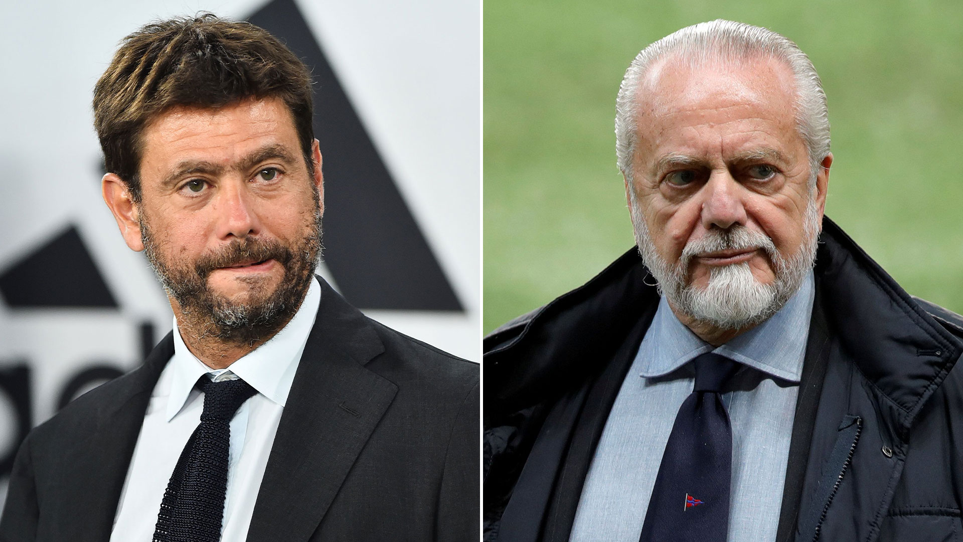 Andrea Agnelli, presidente della Juventus, e Aurelio De Laurentiis, presidente del Napoli