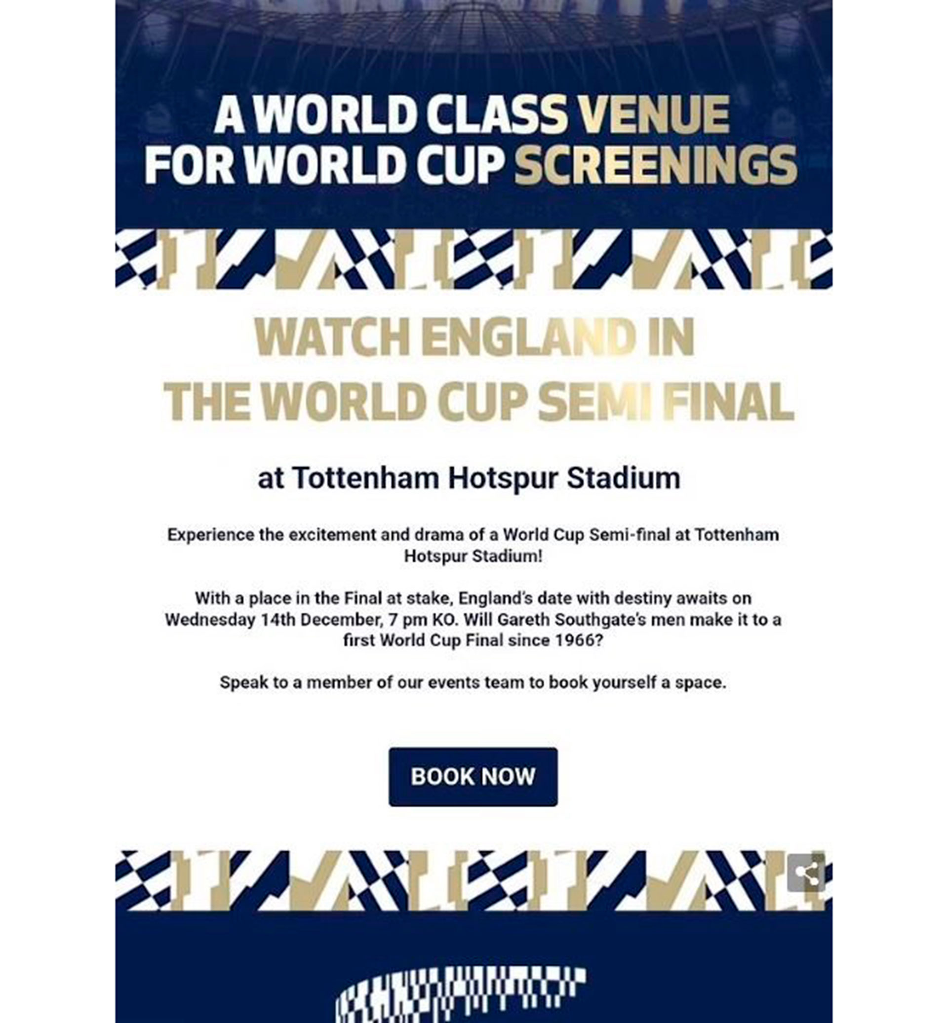 El error del Tottenham al invitar a sus socios a ver la semifinal del Mundial