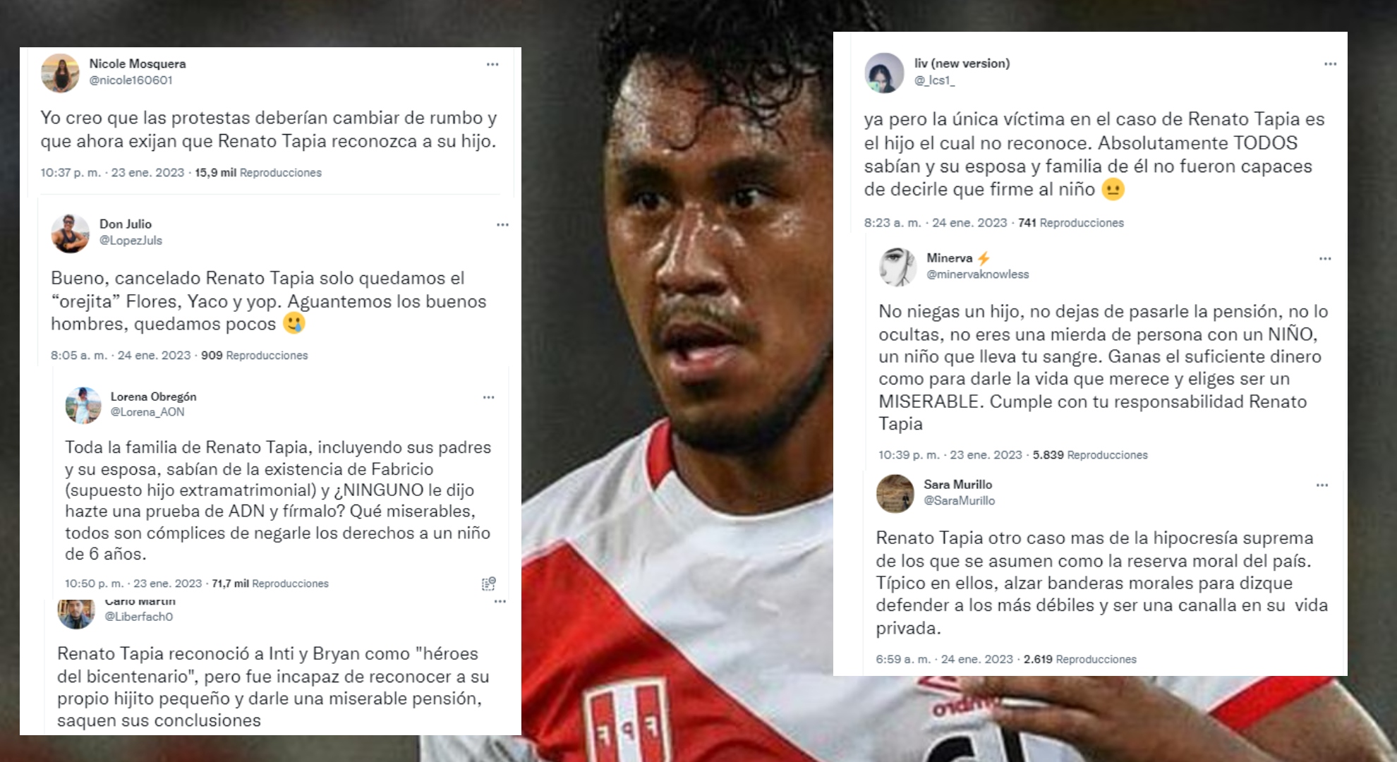 Reacciones contra Renato Tapia en Twitter.