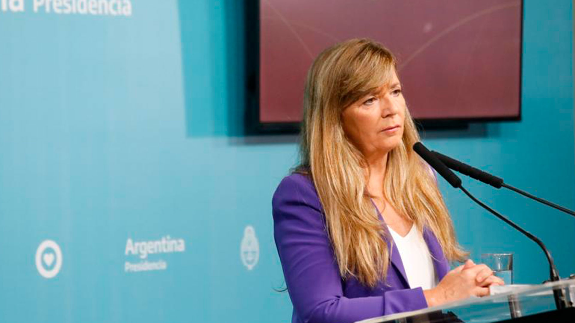 Gabriela Cerruti, portavoz presidencial, durante una conferencia de prensa en la Casa Rosada