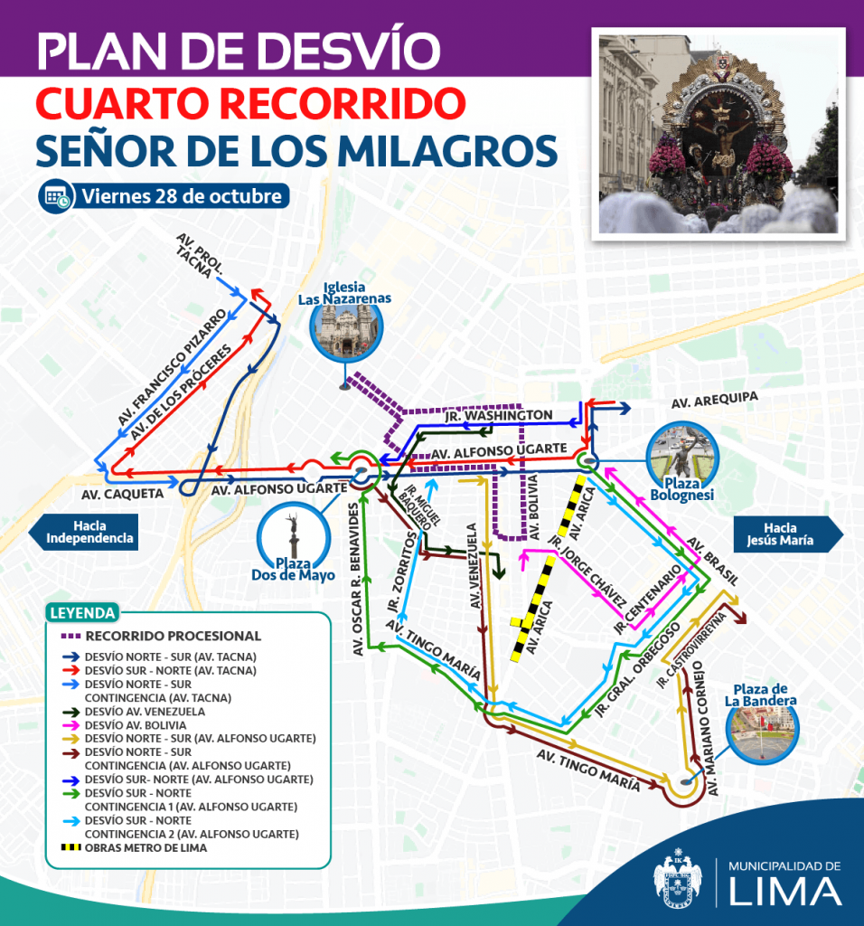 Plan de desvíos para el 28 de octubre.