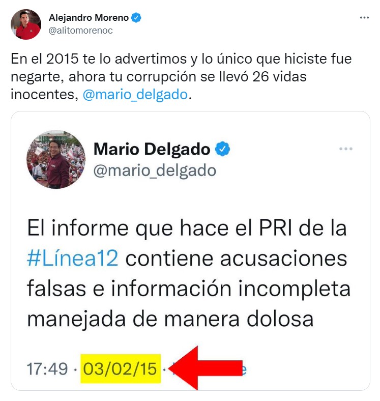 Alito Moreno destacó que en 2015 advirtió a través de un informe sobre las fallas de la llamada Línea Dorada (Foto: Twitter/@alitomorenoc)